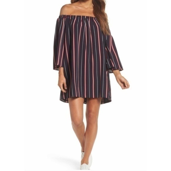 French Connection Off Shoulder Striped Dress XS - Picture 1 of 8